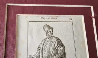 3 litografie di incisioni del XVIII secolo con passepartout