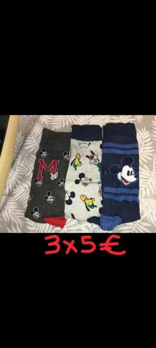 Calcetines Mickey Mouse Talla 38-45 (3 pares)