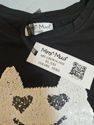 Maglia Mimi&Maud donna nera con gatto paillettes