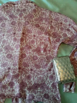 Blusa Trucco Estampada malva y Blanca