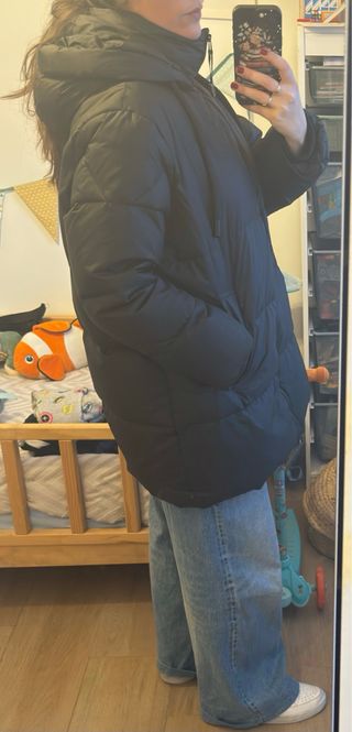 Chaqueta larga plumífero Zara negra