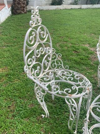 Conjunto Mesa y Sillas Hierro Forjado Jardín