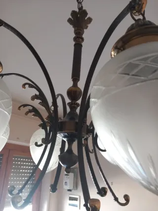 Lampadario vintage chic oro e trasparente