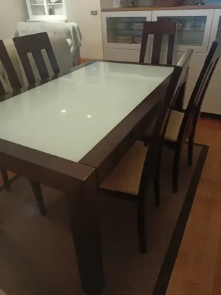 Conjunto comedor mesa y 6 sillas.