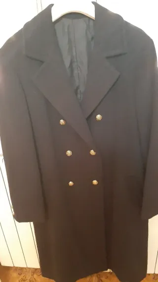 Cappotto donna colore blu a doppio petto bottoni d