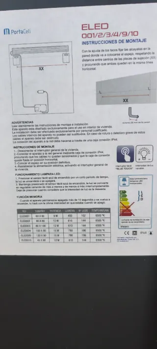 Espejo de Baño con luz 80x100cm Nuevo