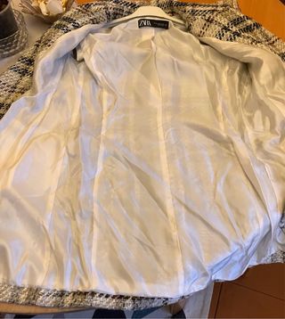 Blazer Zara Tweed Beige Multicolor