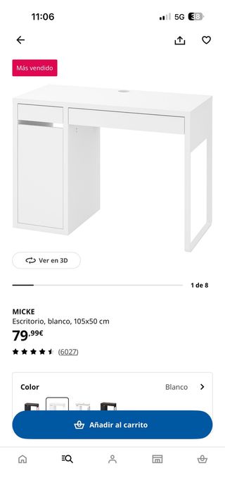 Escritorio MICKE + Mesa LINNMON + TROFAST