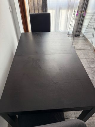 Mesa comedor extensible negra 140x84 a 220x84