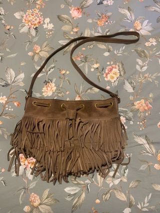 Bolso bombonera flecos piel Mujer