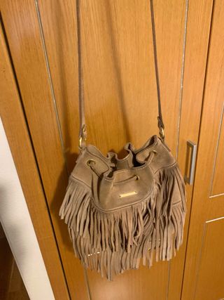 Bolso bombonera flecos piel Mujer