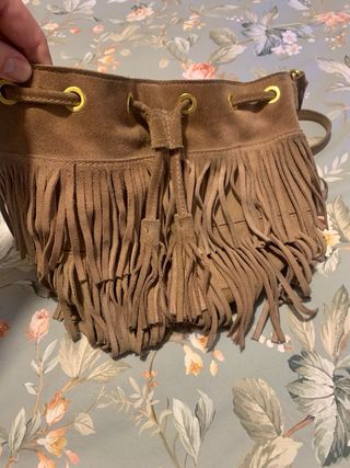 Bolso bombonera flecos piel Mujer