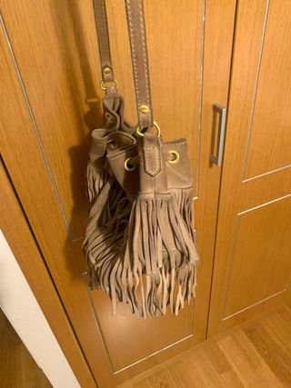 Bolso bombonera flecos piel Mujer