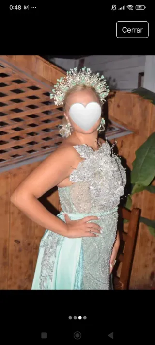 Vestido verde agua+ cola y complementos