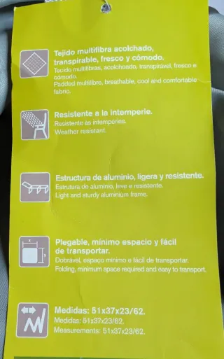 Sillón Plegable Gris y Blanco