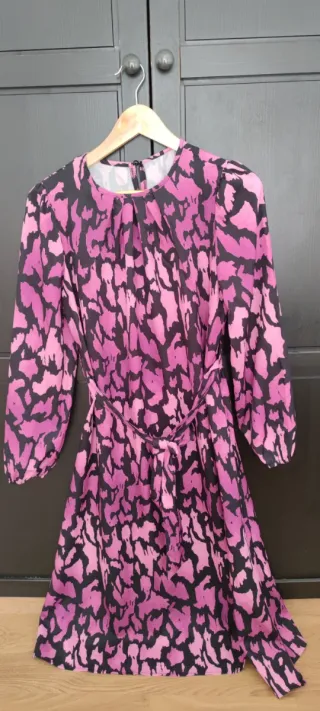 Vestido largo estampado rosa y negro