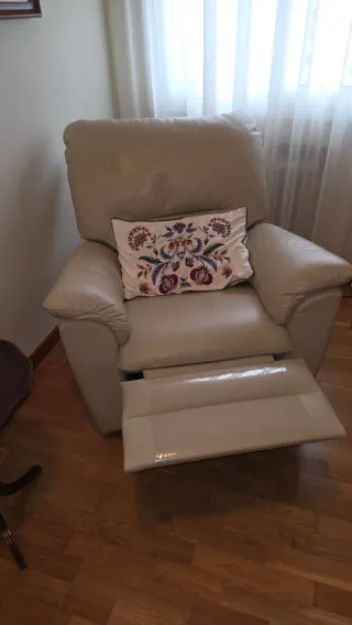 Sillón Relax Eléctrico Beige Cuero