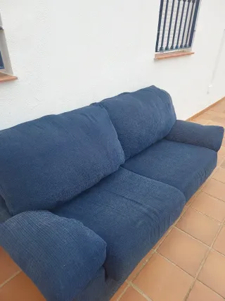 Sofá 3 plazas tela azul