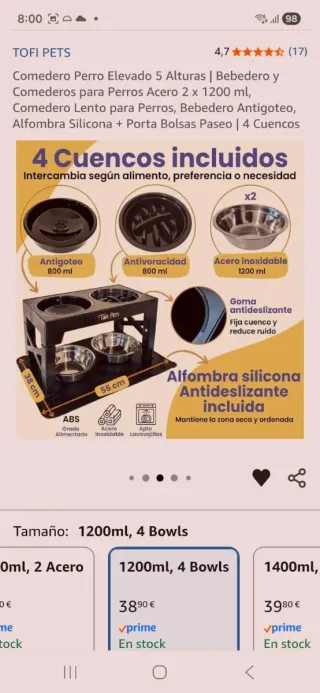 Comedero Perro Elevado