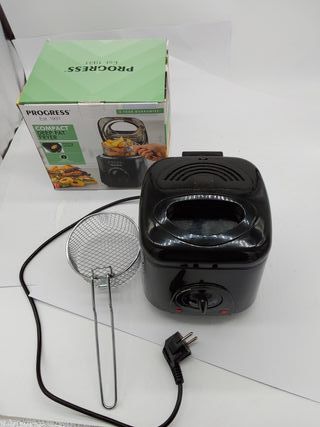 Progress EK2969PBLKVDE Freidora Compacta de 1 L Mini para Grasas Profundas - Cesta de Cocción Antiadherente, Fácil Limpieza, Con