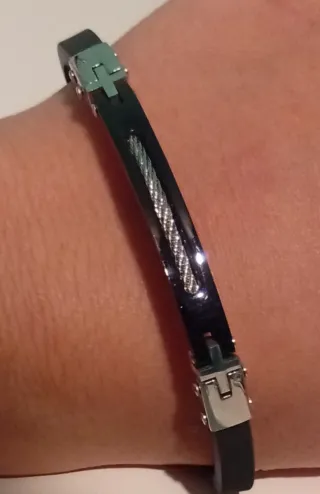 Pulsera Hombre Negra y Plateada