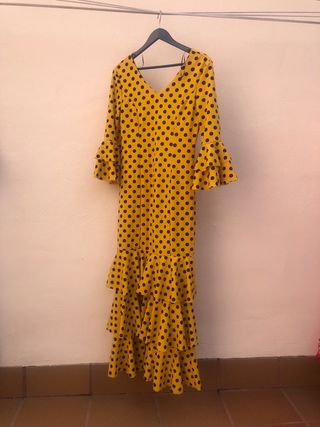 Traje de Flamenca Amarillo Lunares