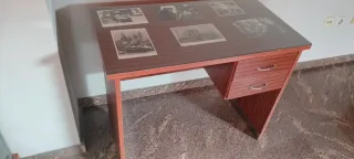 Mesa escritorio madera y cristal