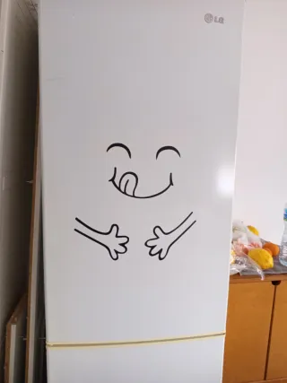 Nevera LG Combi A+ con cara divertida