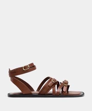 Sandalias gladiador Zara marrón (Pie estrecho)
