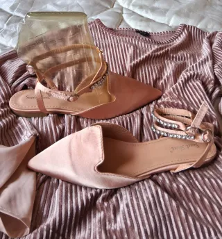 Sandali donna bassi oro e rosa