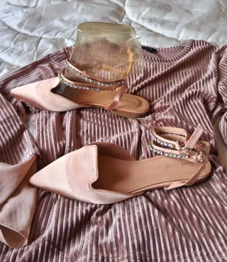 Sandali donna bassi oro e rosa