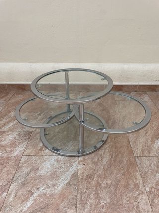 Mesa auxiliar cristal y metal