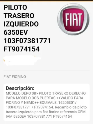 Piloto trasero izquierdo Fiat Fiorino