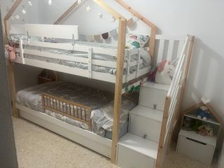 Litera 3 camas madera, INCLUYE colchón a estrenar.