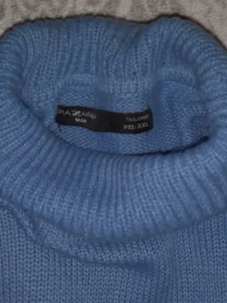 Maglioncino vintage collo alto unisex blu