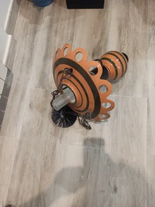 Lámpara vintage cerámica naranja y verde