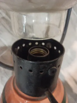 Lámpara vintage cerámica naranja y verde