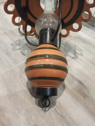 Lámpara vintage cerámica naranja y verde