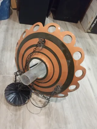 Lámpara vintage cerámica naranja y verde