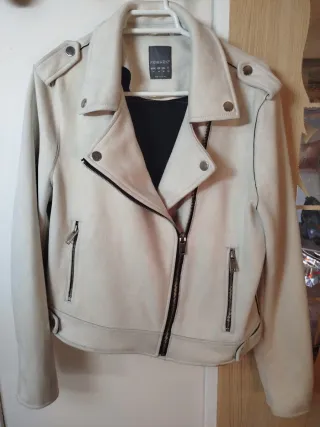 Chaqueta Biker Suede Beige Talla M