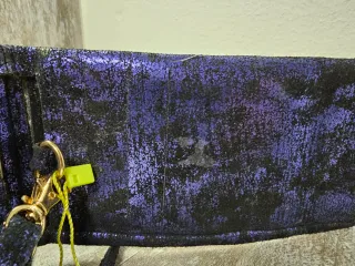 Bolso unisex de piel auténtica azul metálico