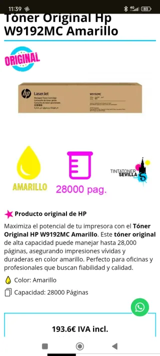 Tóner HP LaserJet W9212 Original