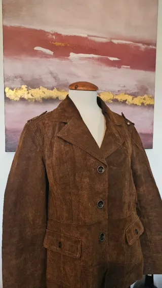 Chaqueta de piel marrón mujer