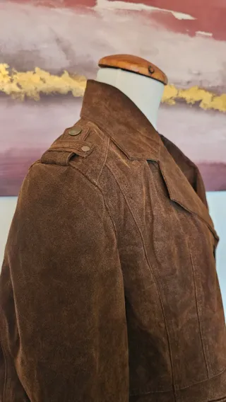 Chaqueta de piel marrón mujer