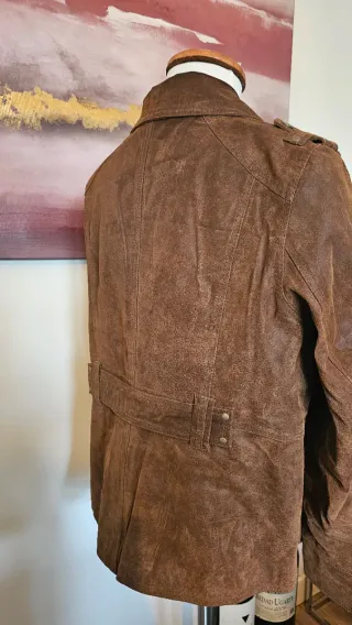 Chaqueta de piel marrón mujer
