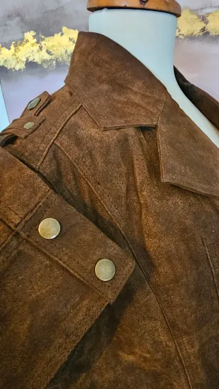 Chaqueta de piel marrón mujer