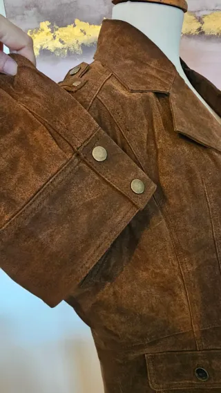 Chaqueta de piel marrón mujer