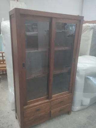 Muebles TV Rústico Mexicano Madera y Cristal