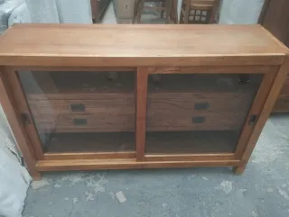 Muebles TV Rústico Mexicano Madera y Cristal