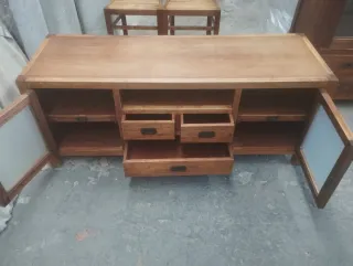 Muebles TV Rústico Mexicano Madera y Cristal